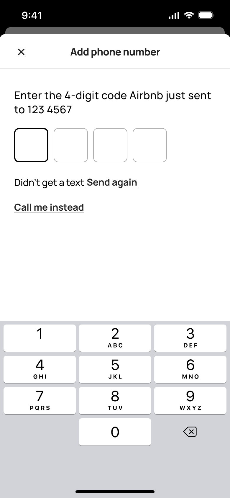 Enter the four-digit code sent by SMS.