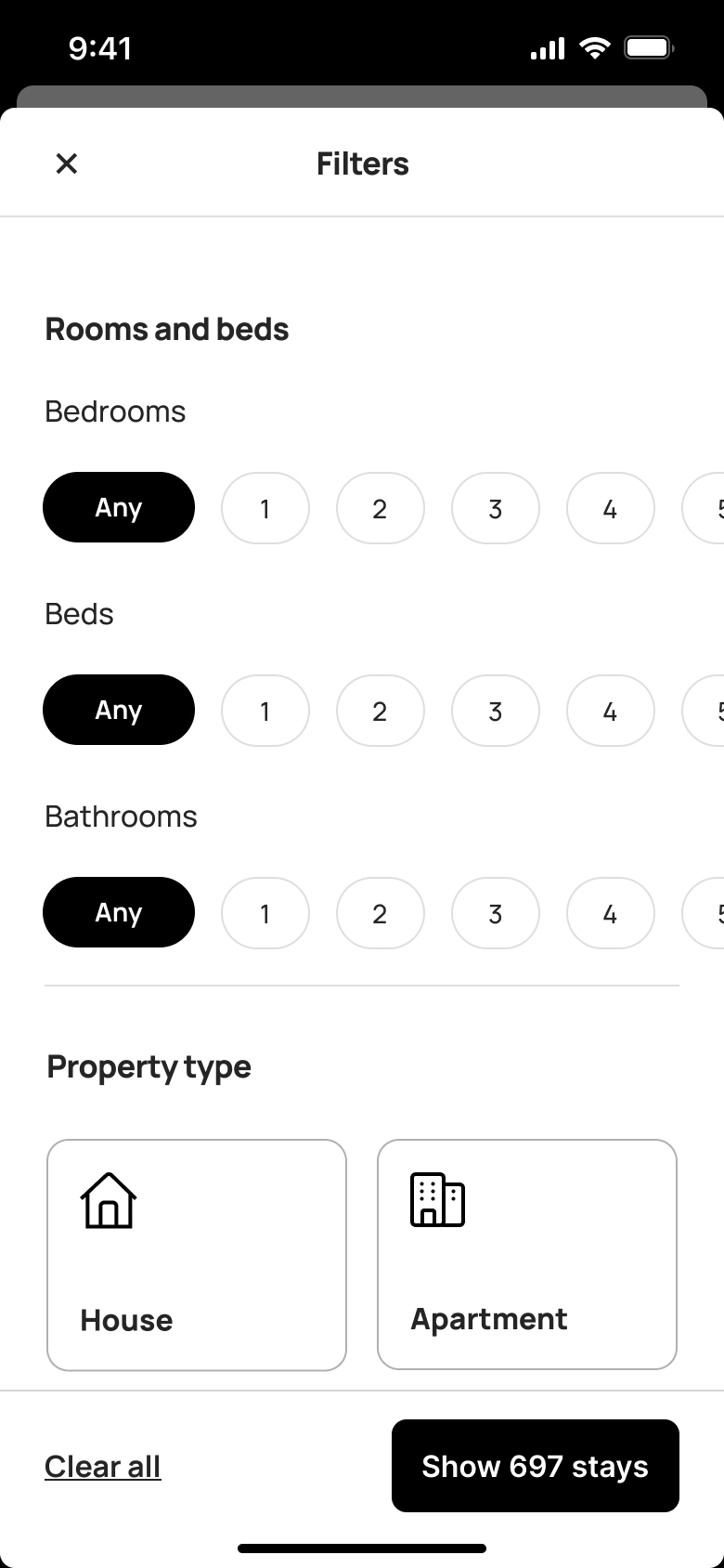 Filters: rooms and beds any.