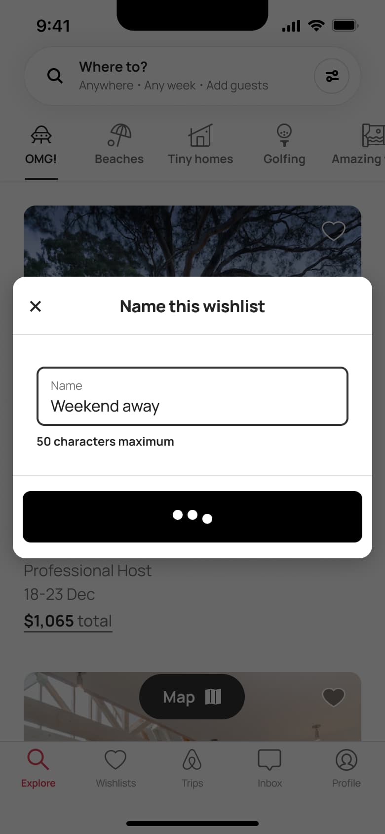 Name this wishlist dialog creating.