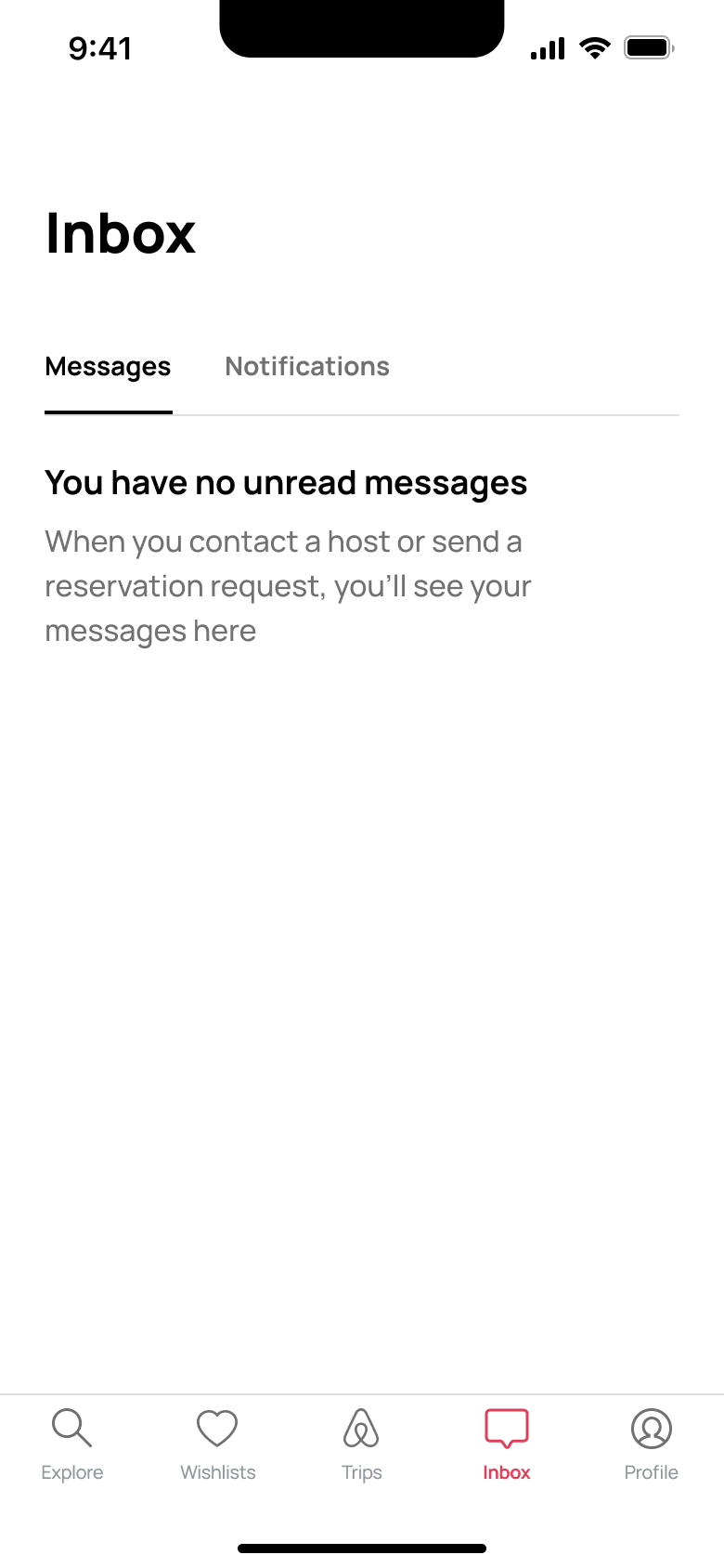 Inbox messages: no unread messages.