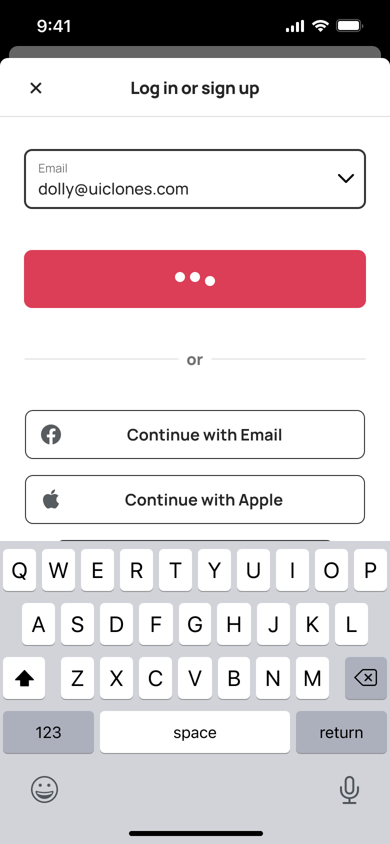 Continue tapped with loading dots.