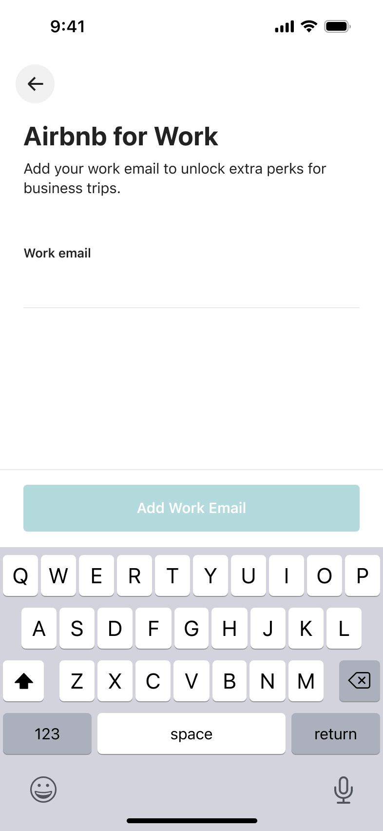 Airbnb flow, step 1: Airbnb for Work 1