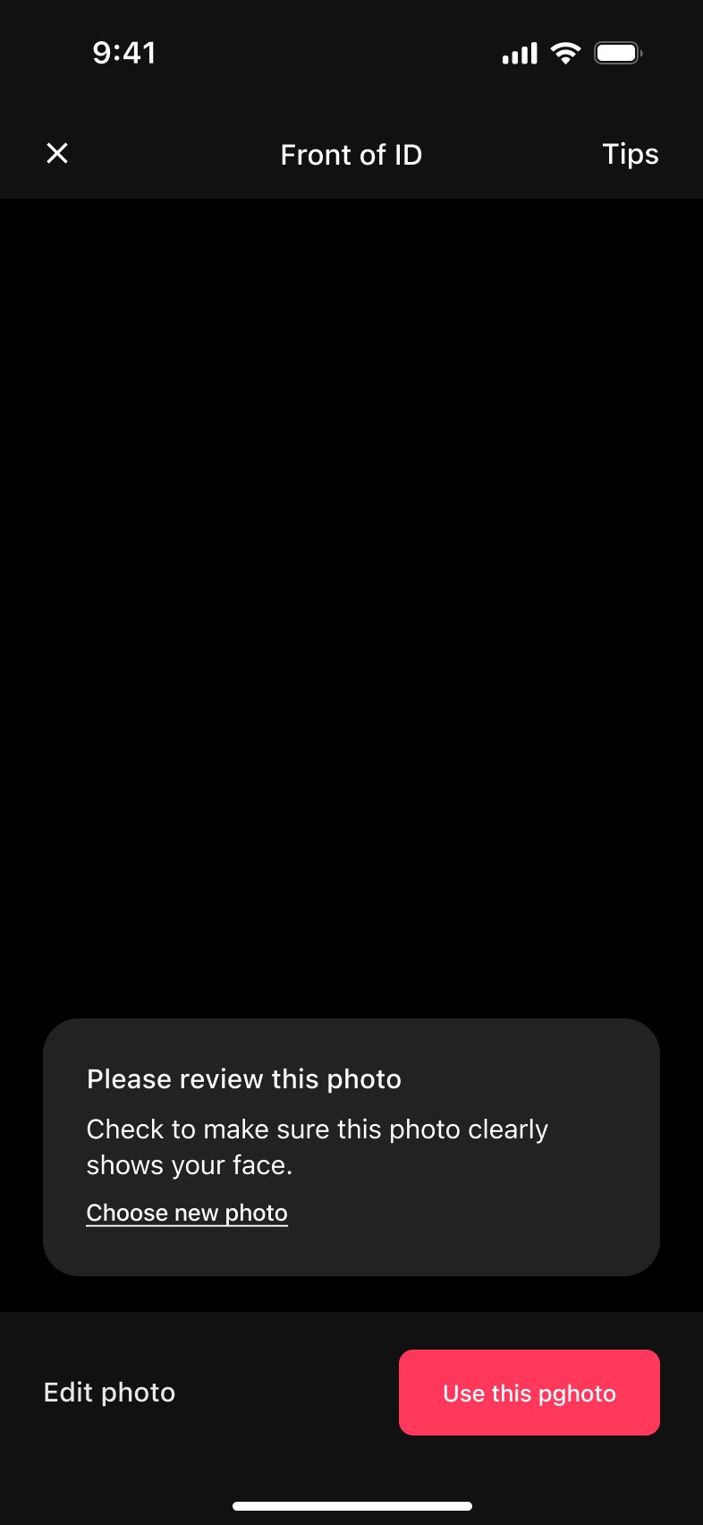 Review profile photo prompt with choose new photo and use this photo.