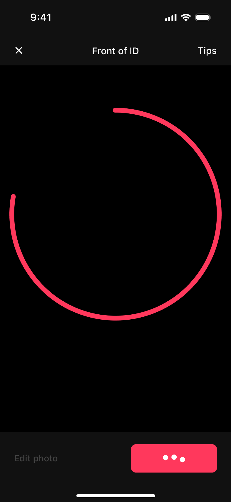 Profile photo being processed with progress ring.