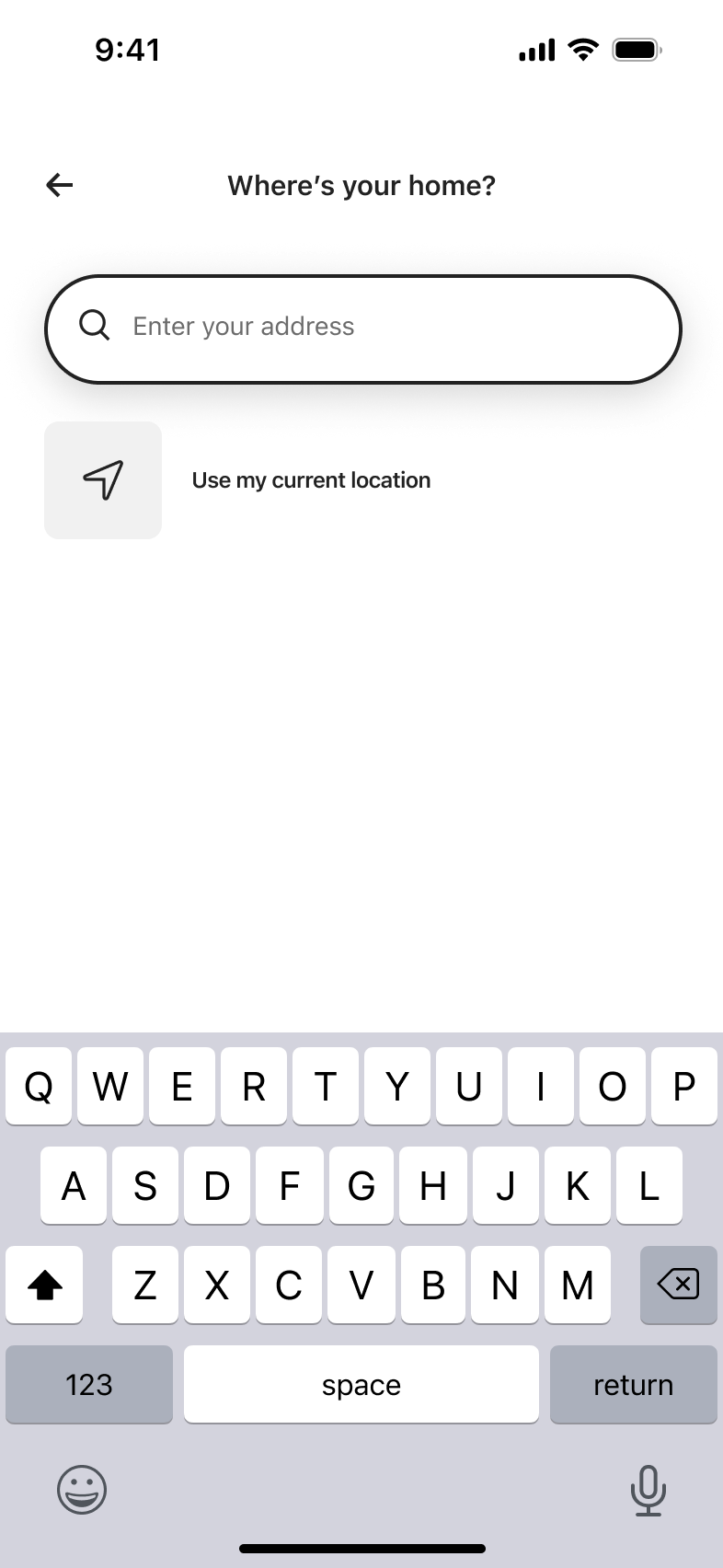 Where's your home address search with use current location option.