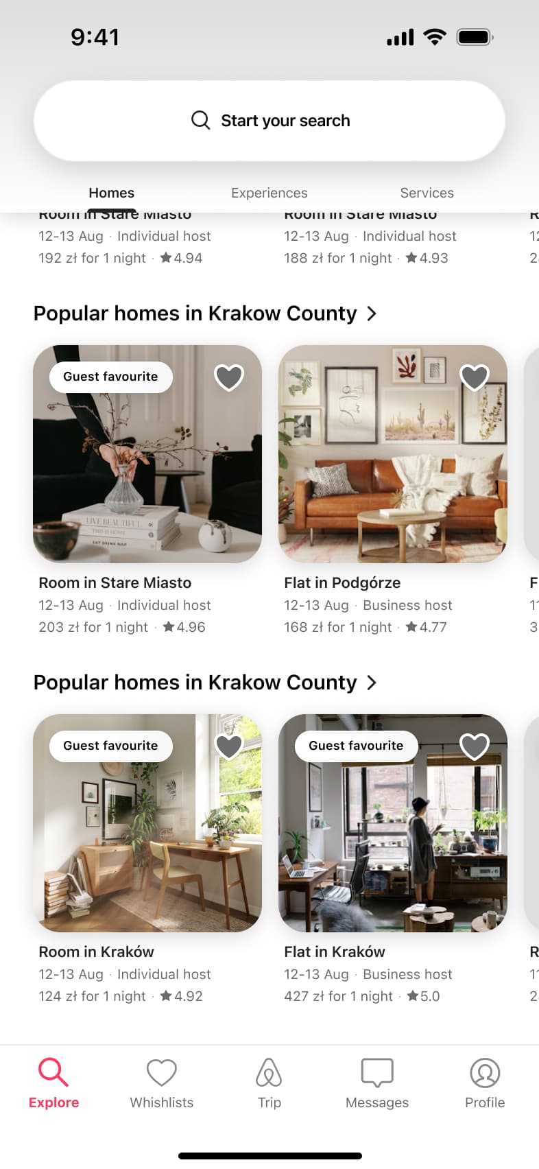 Explore home scrolled through regional popular homes carousels.