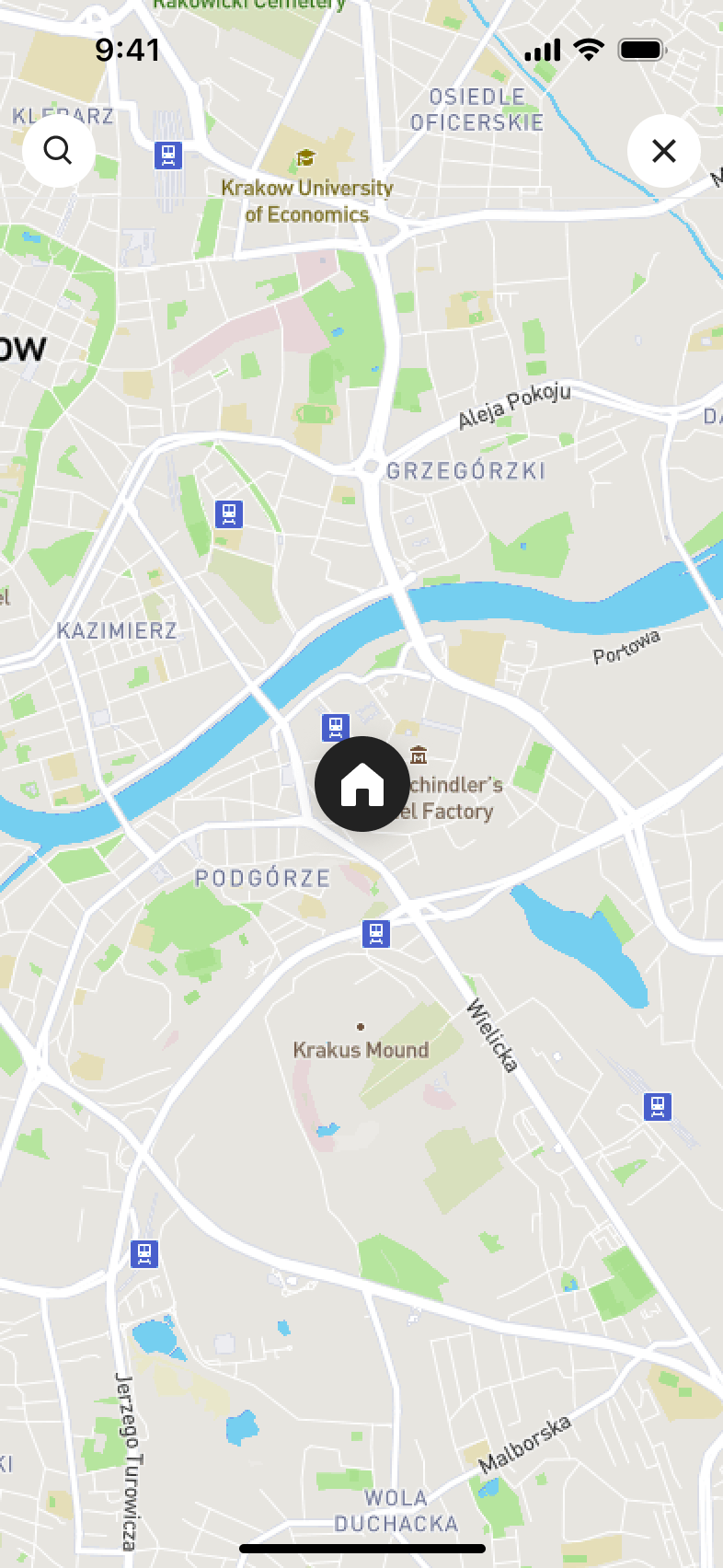 Full-screen listing location map.