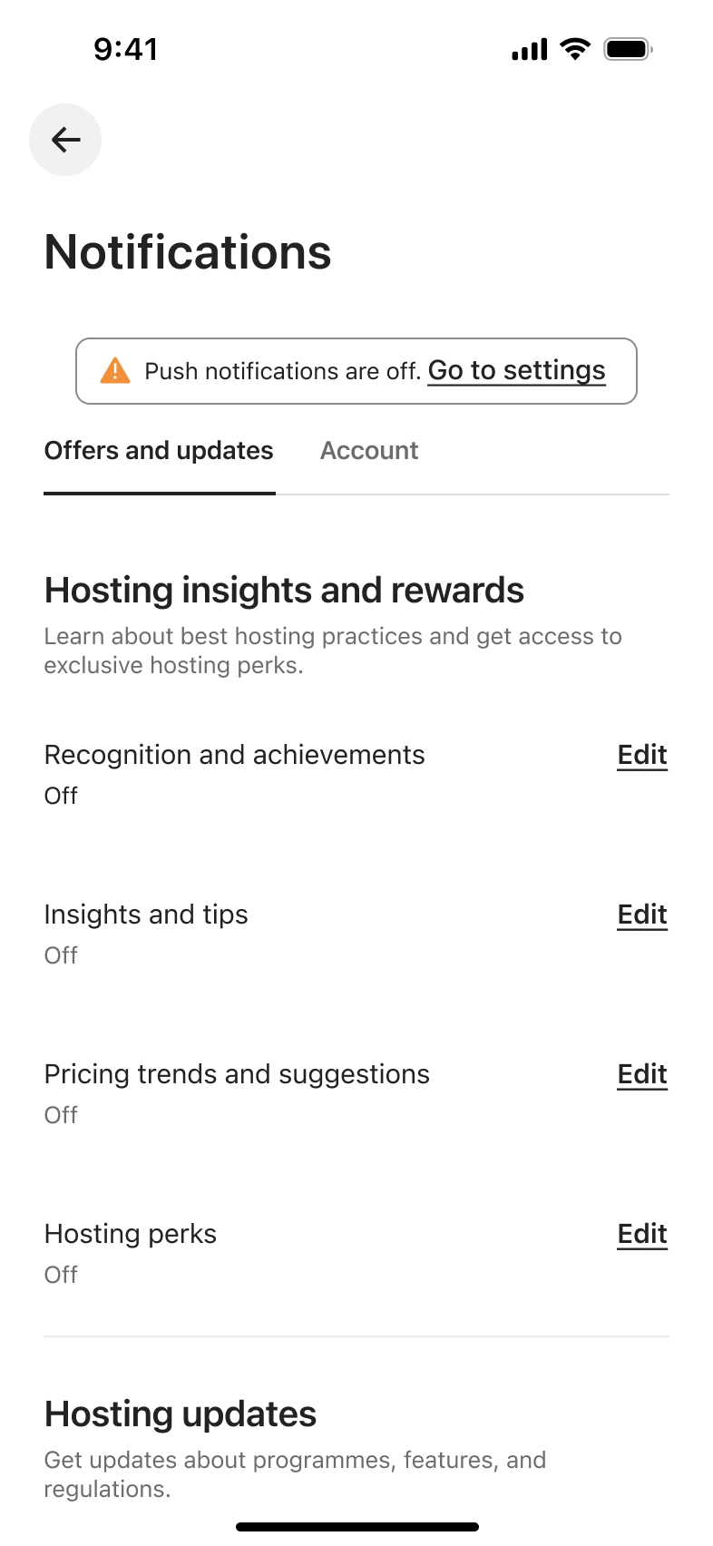 Airbnb flow, step 1: Notifications 1