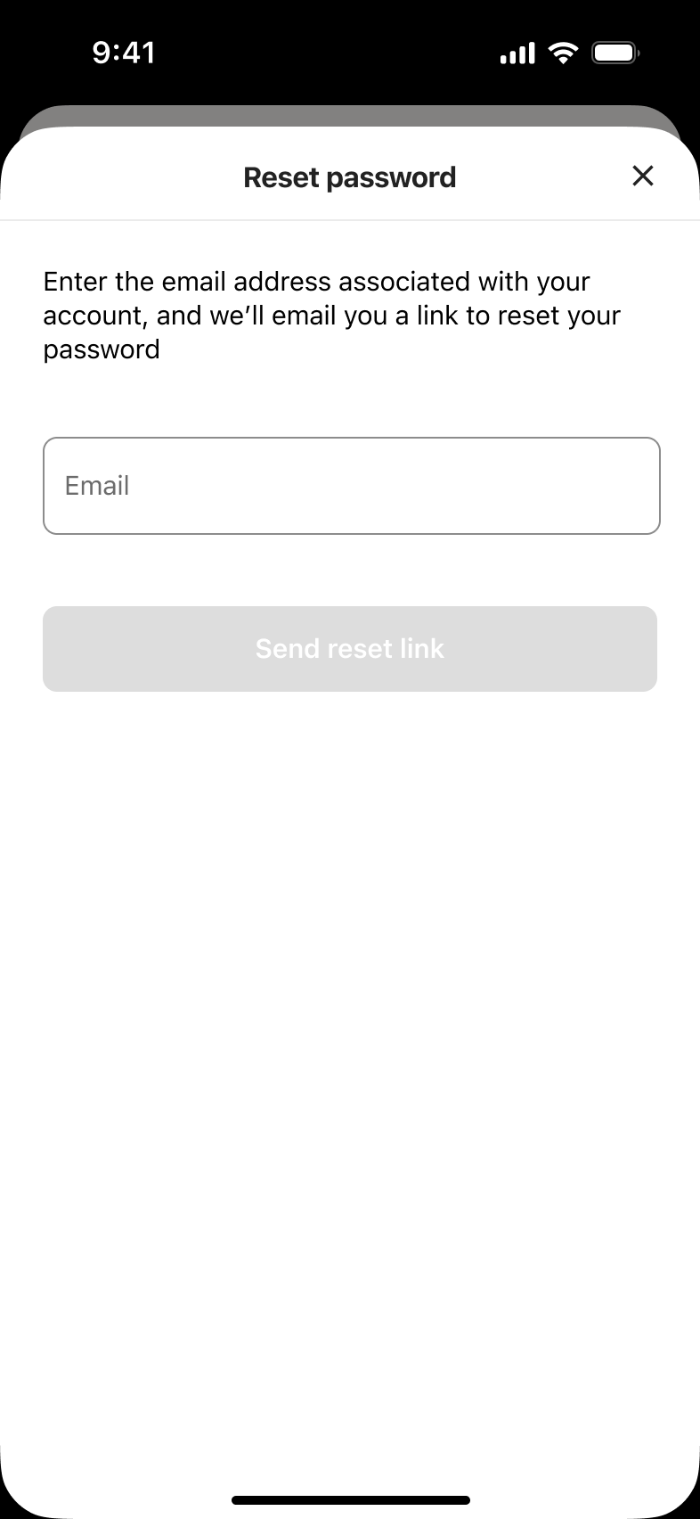 Reset password: enter account email to receive a reset link.