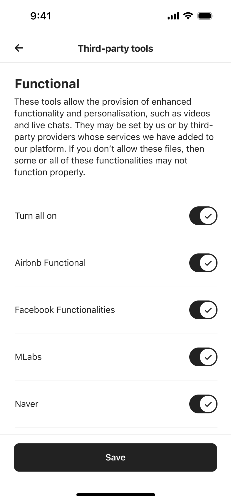 Functional third-party tools all switched on.
