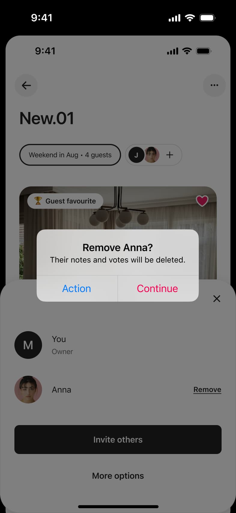 Remove collaborator confirmation dialog over the wishlist members sheet.