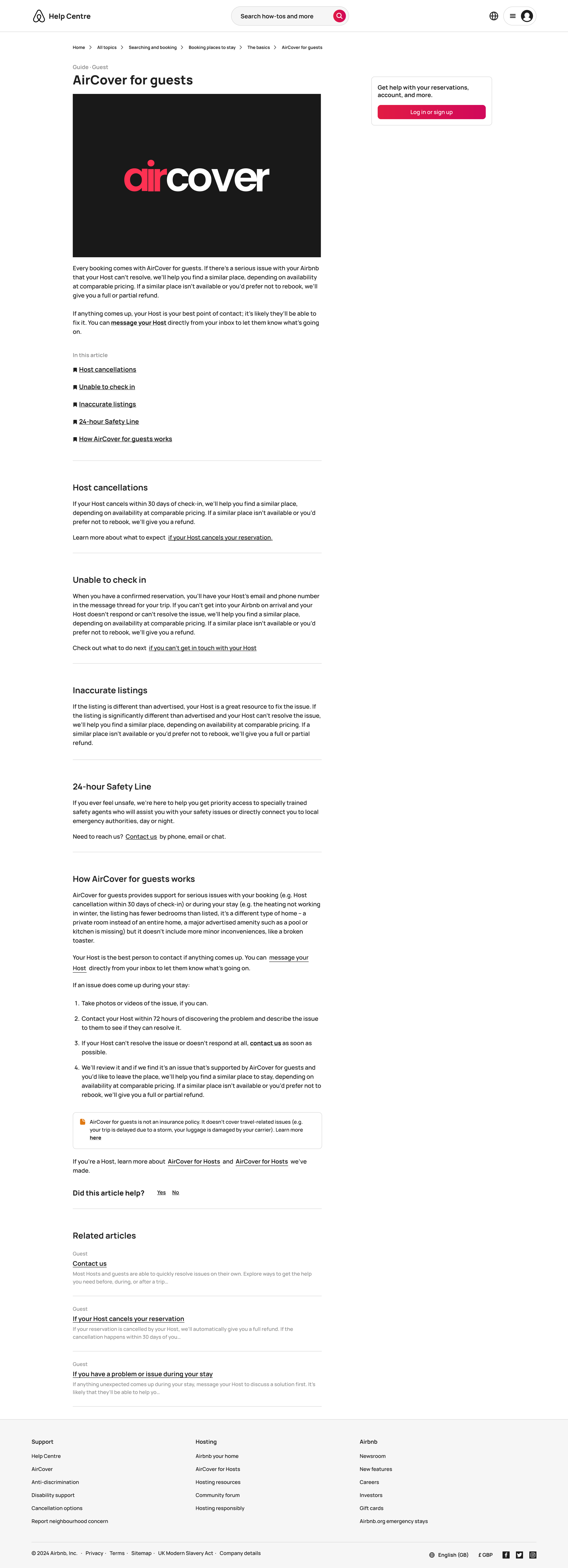 Desktop help article: full-length guide with links and footer.