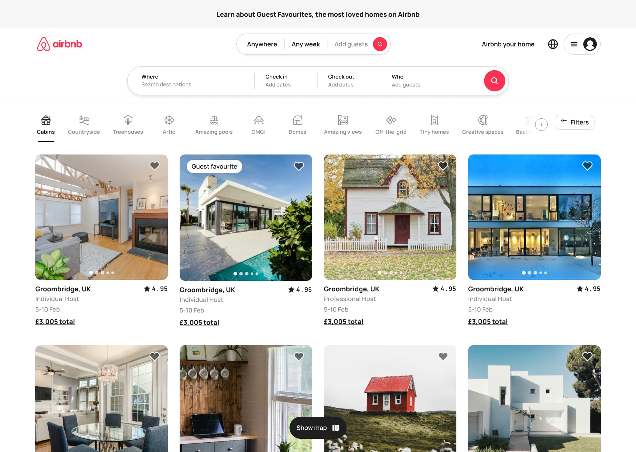 Airbnb Desktop flow, step 1: home-1
