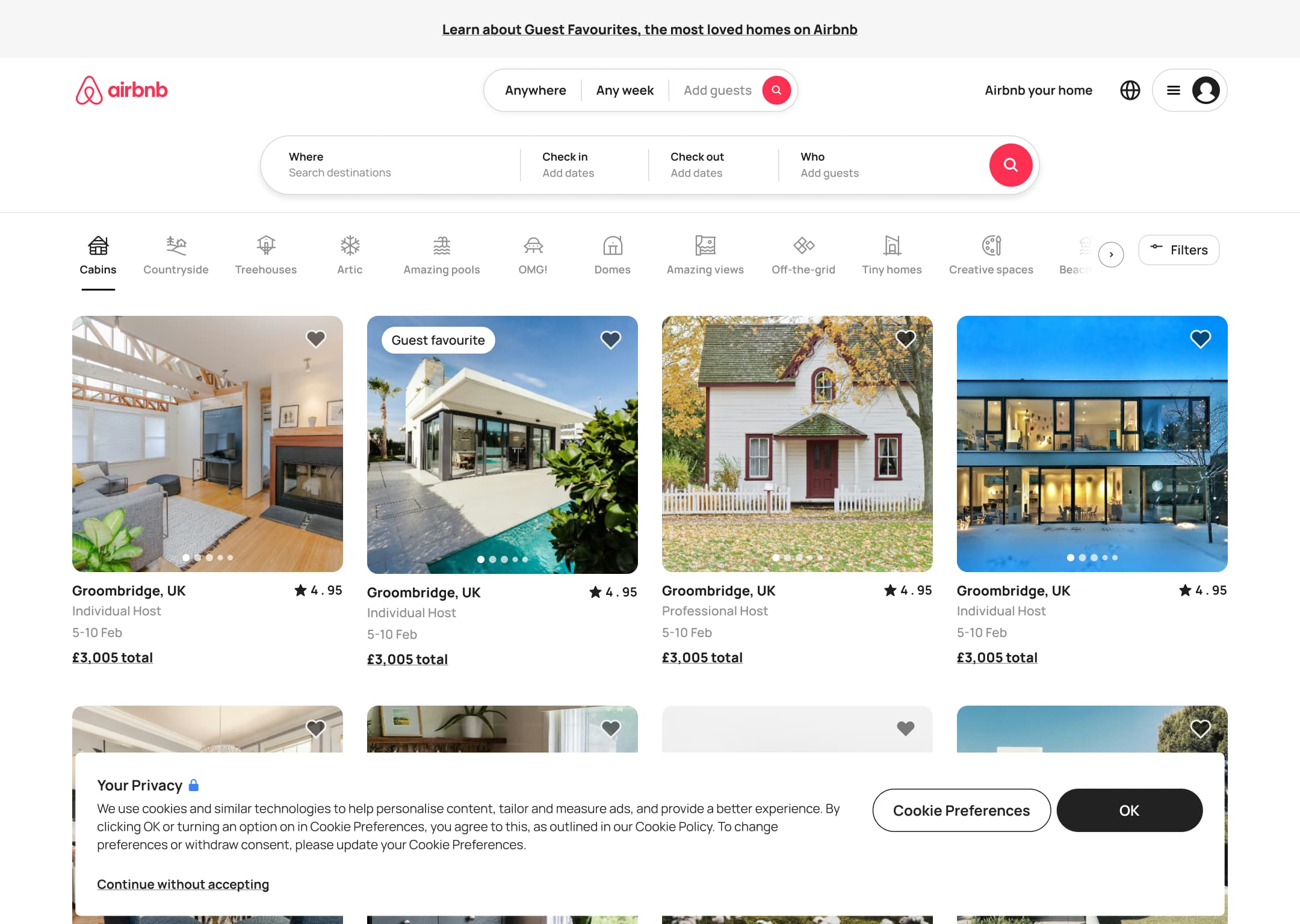 Airbnb Desktop flow, step 1: home-3