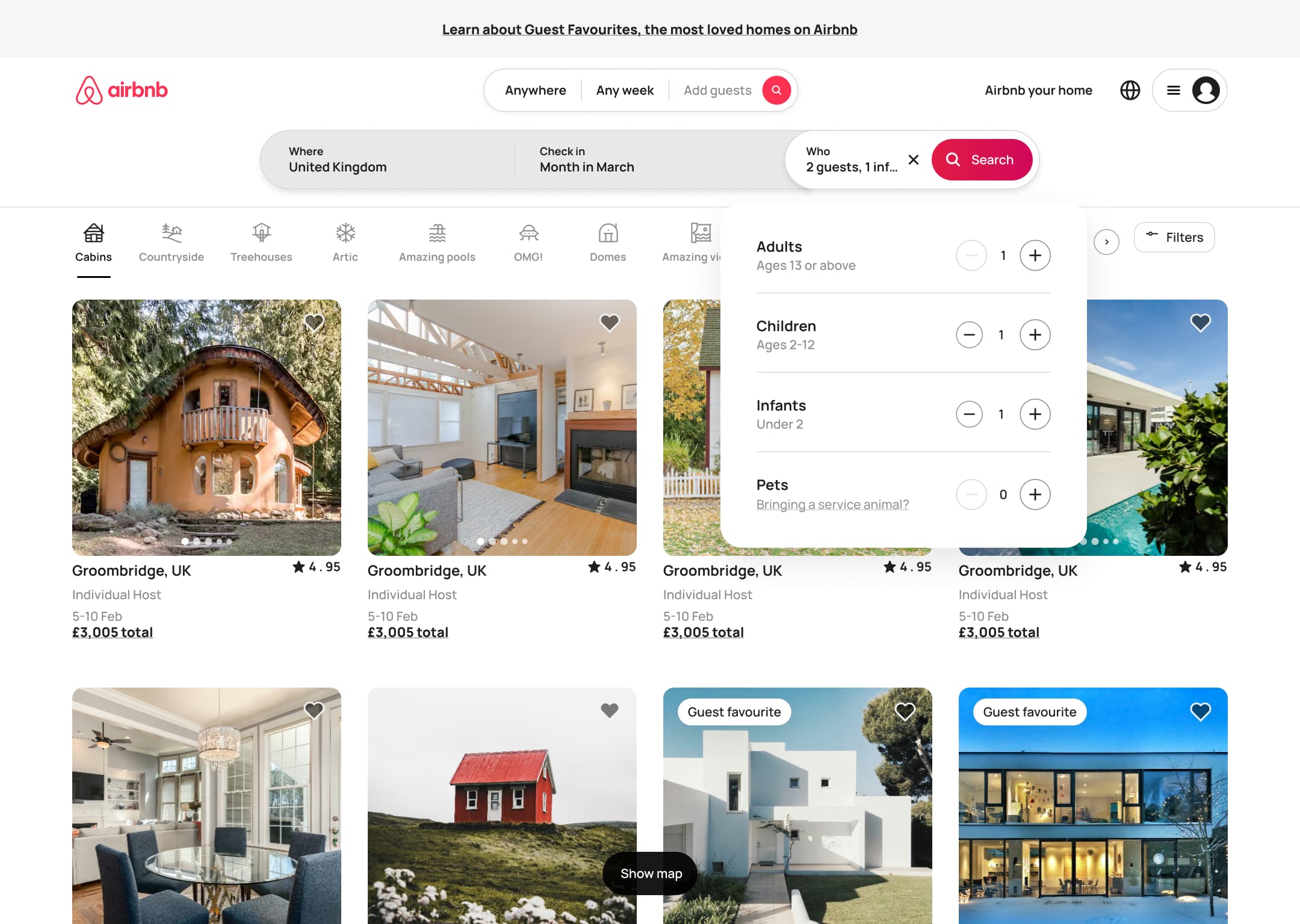 Desktop guests with adults, children and infants.