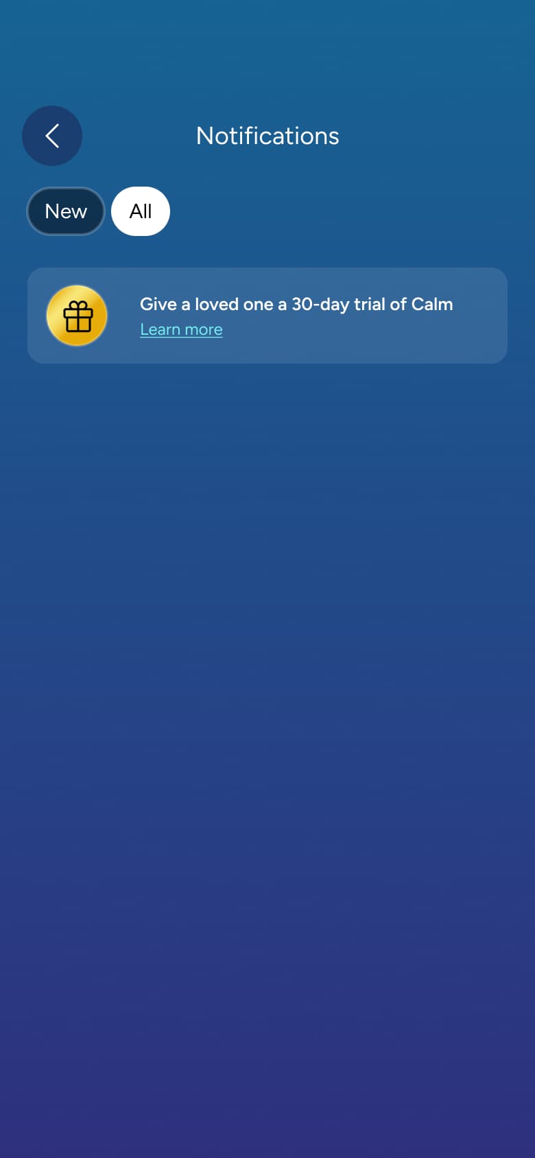 Notifications all tab with gift offer.