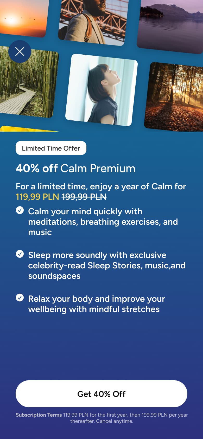 Limited-time offer: discount on premium with benefits and claim button.