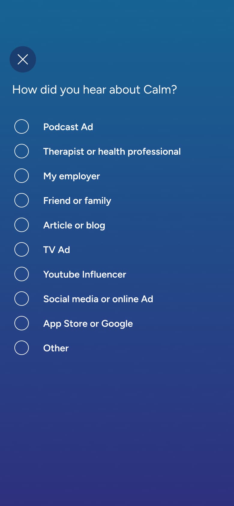 How did you hear about us: attribution options.