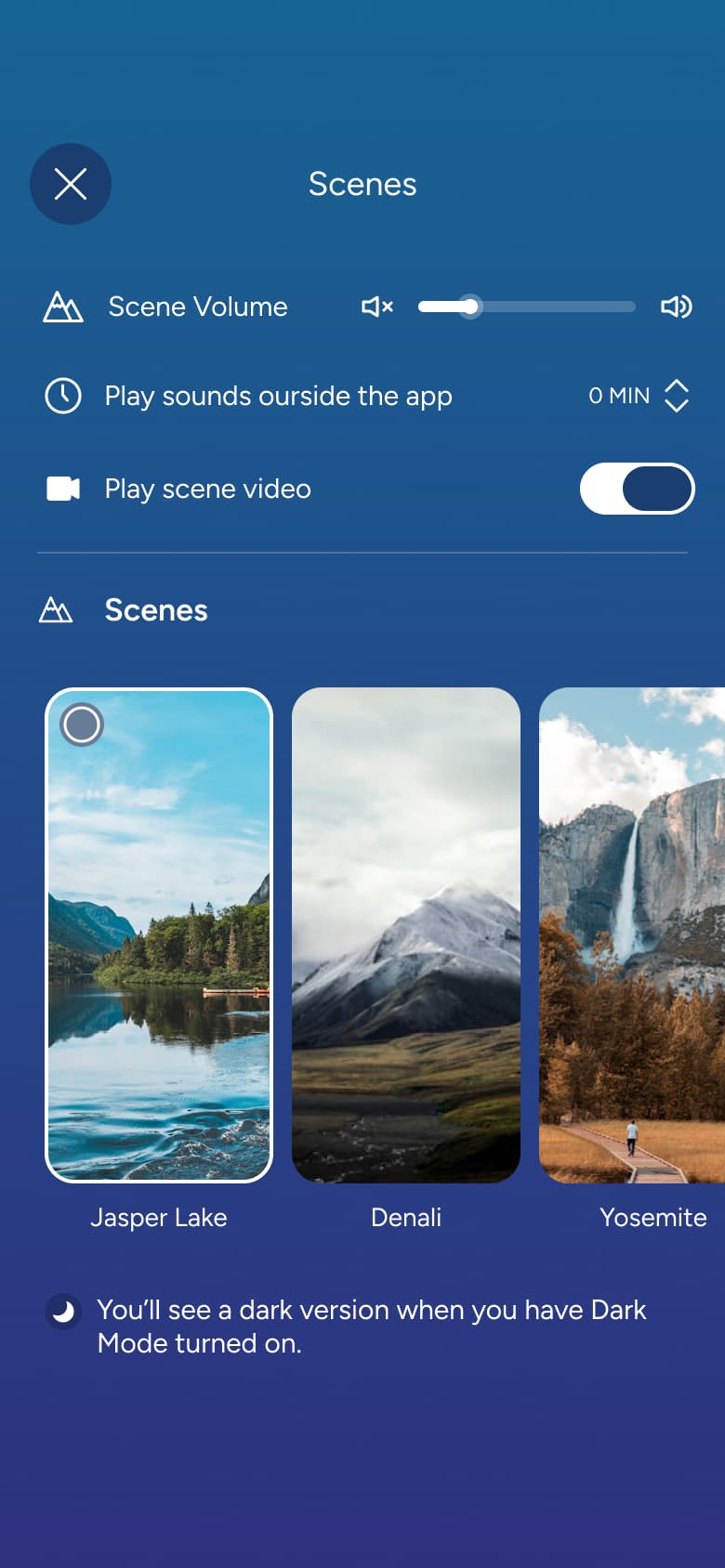 Scenes with sound timer set.