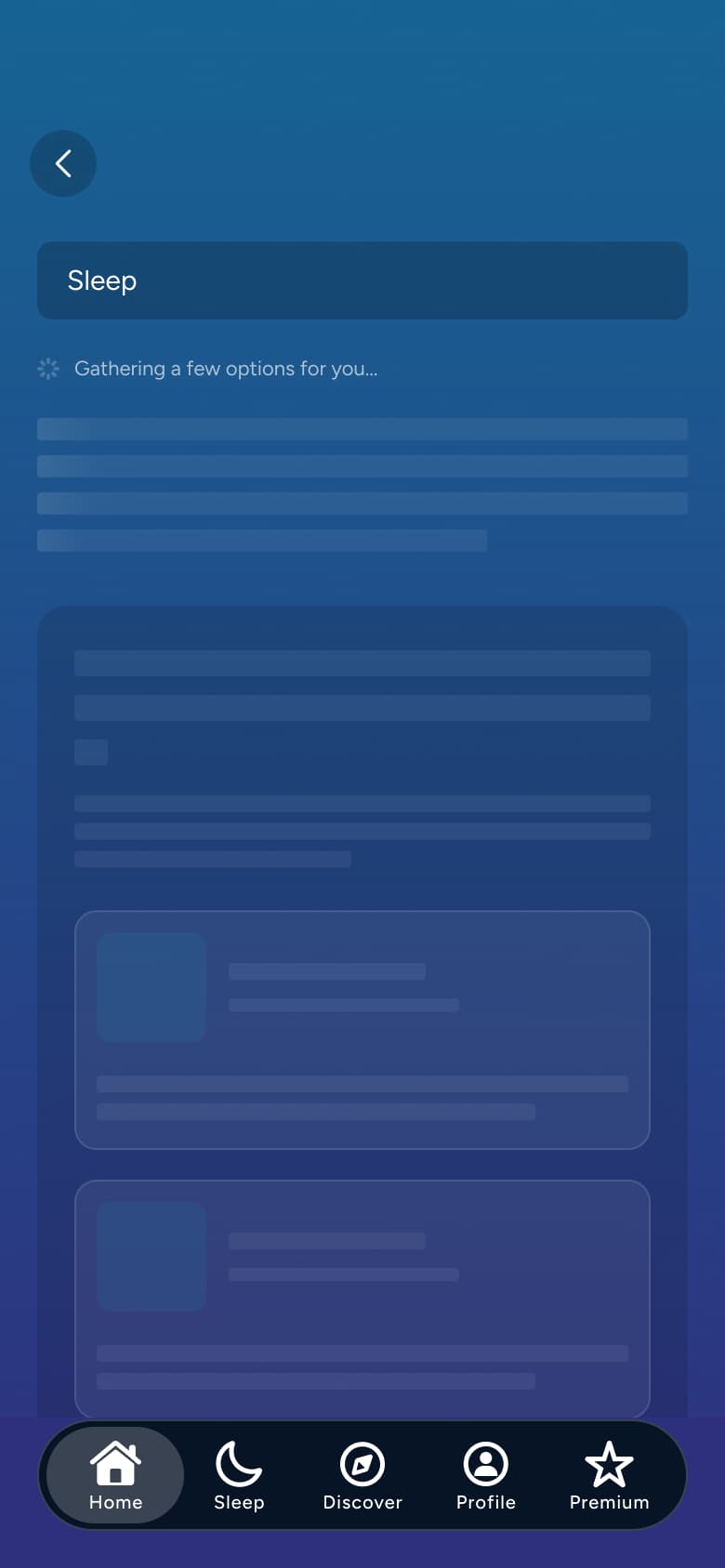 Search gathering options skeleton.