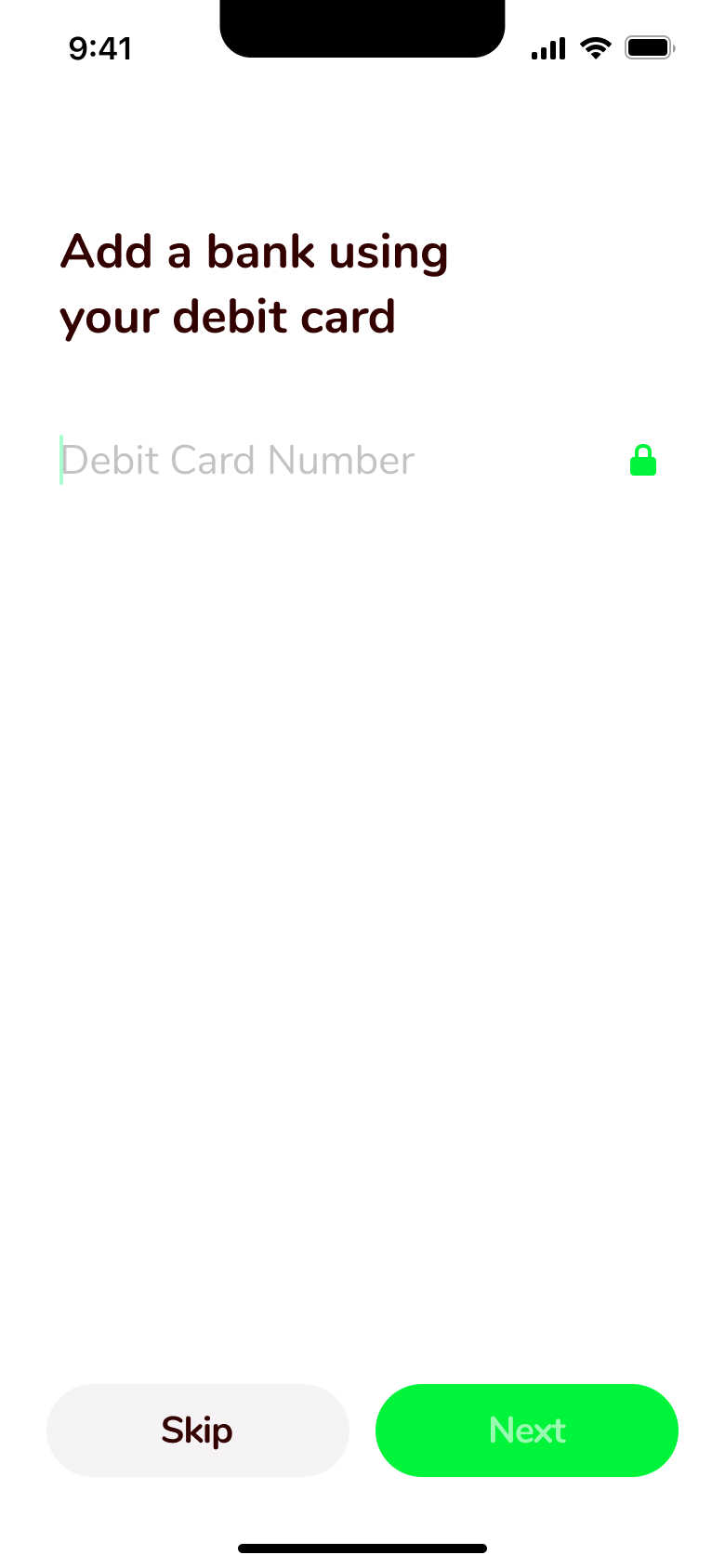 Cash App flow, step 1: add bank - 1