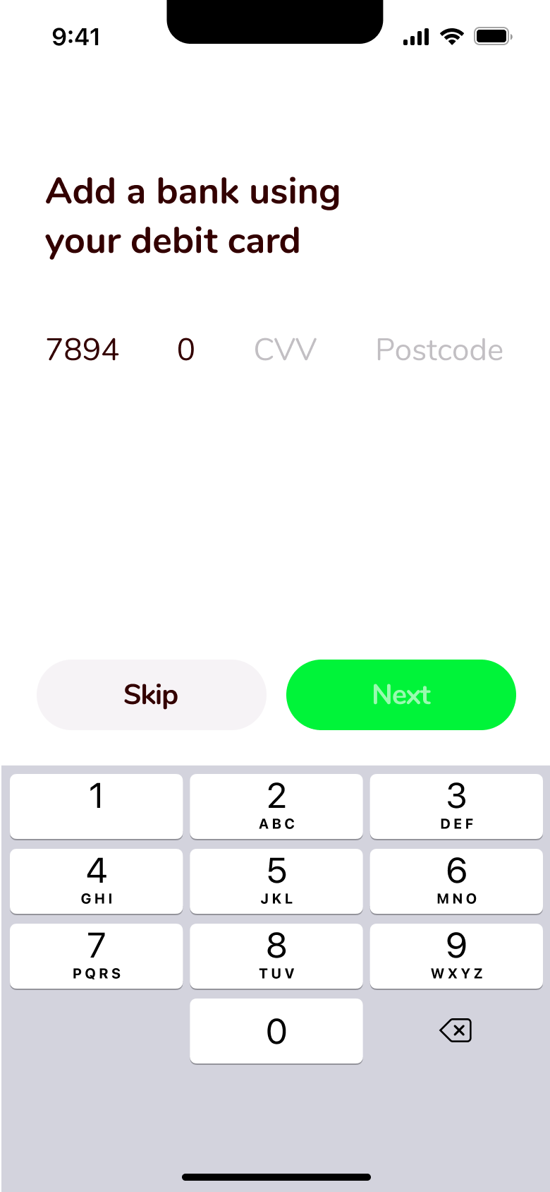 Expiry month typing.