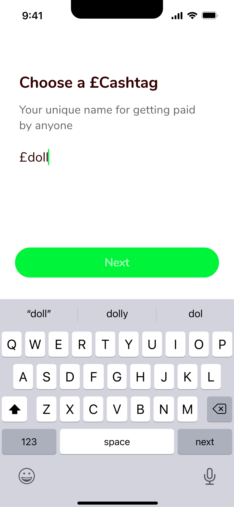 Username being typed.