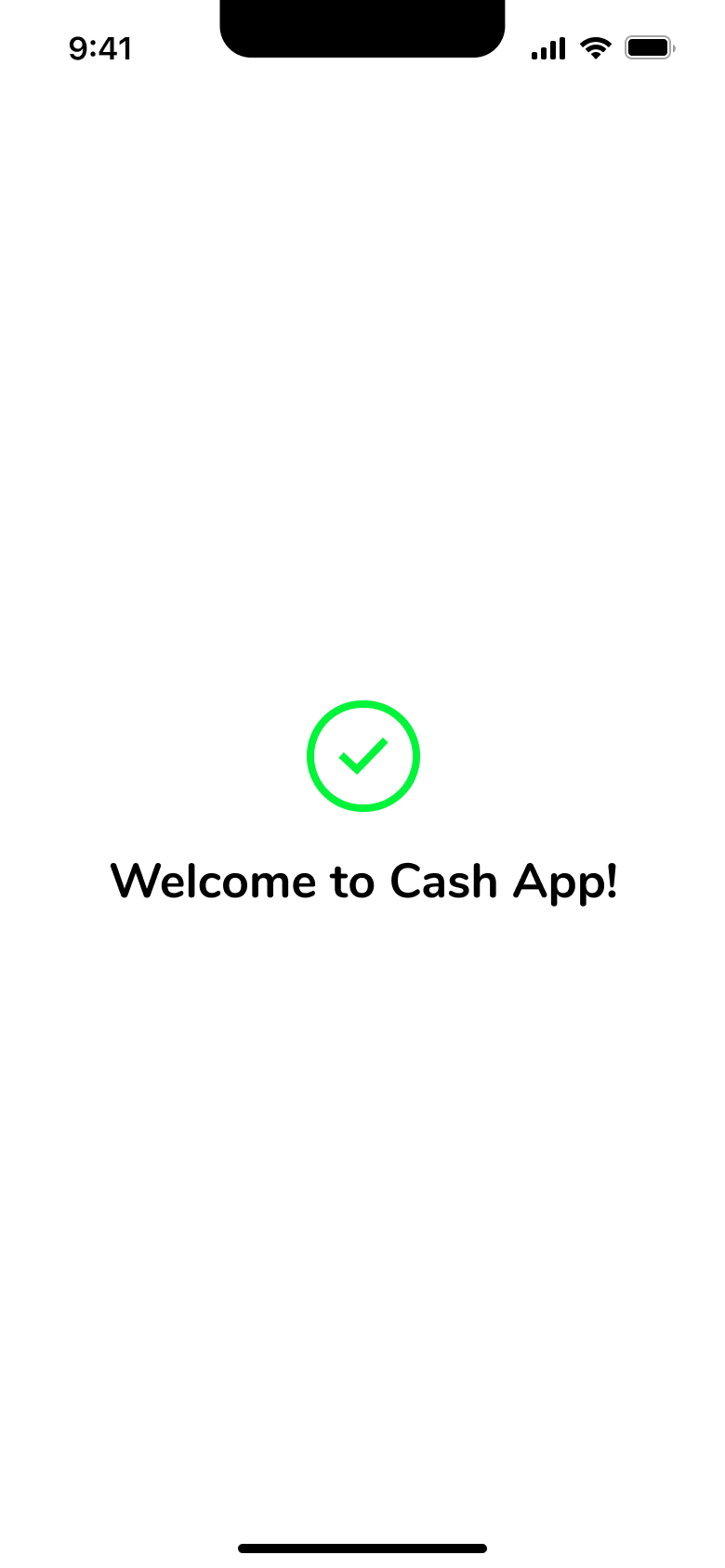 Welcome confirmation with tick after completing sign up.