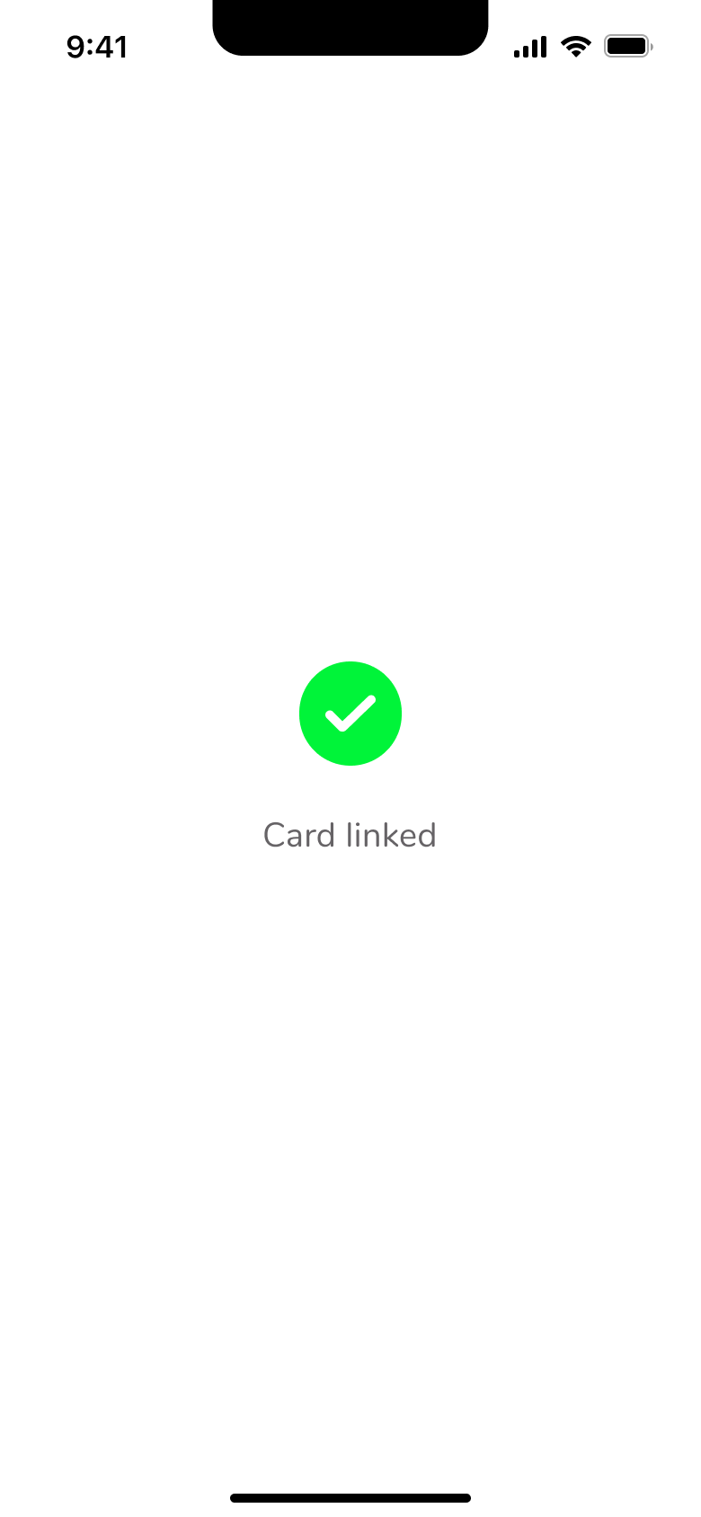 Card linked confirmation tick.