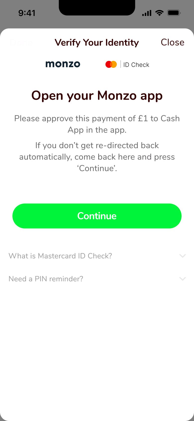 Verify your identity with card issuer: approve the payment in your banking app.