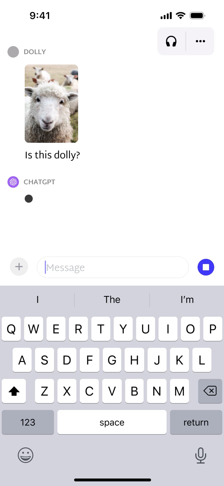 Image question sent, response loading.