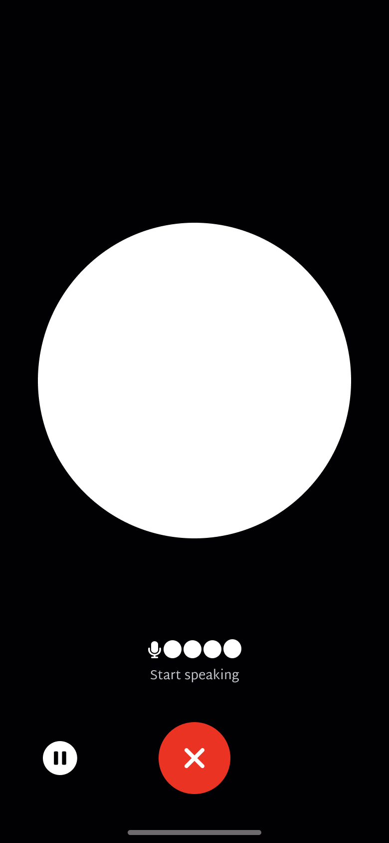 Voice mode listening with level dots.