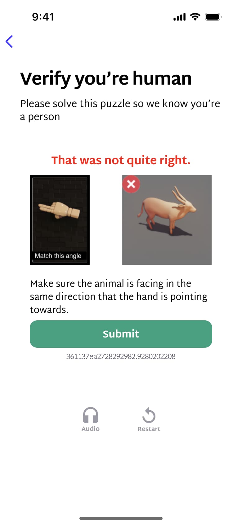 Captcha: that was not quite right.