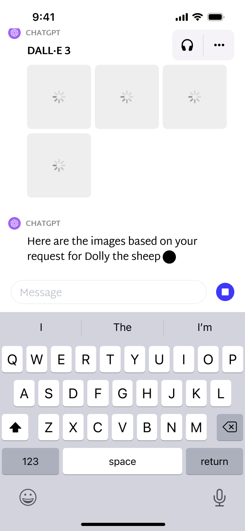 Image generation placeholders loading.
