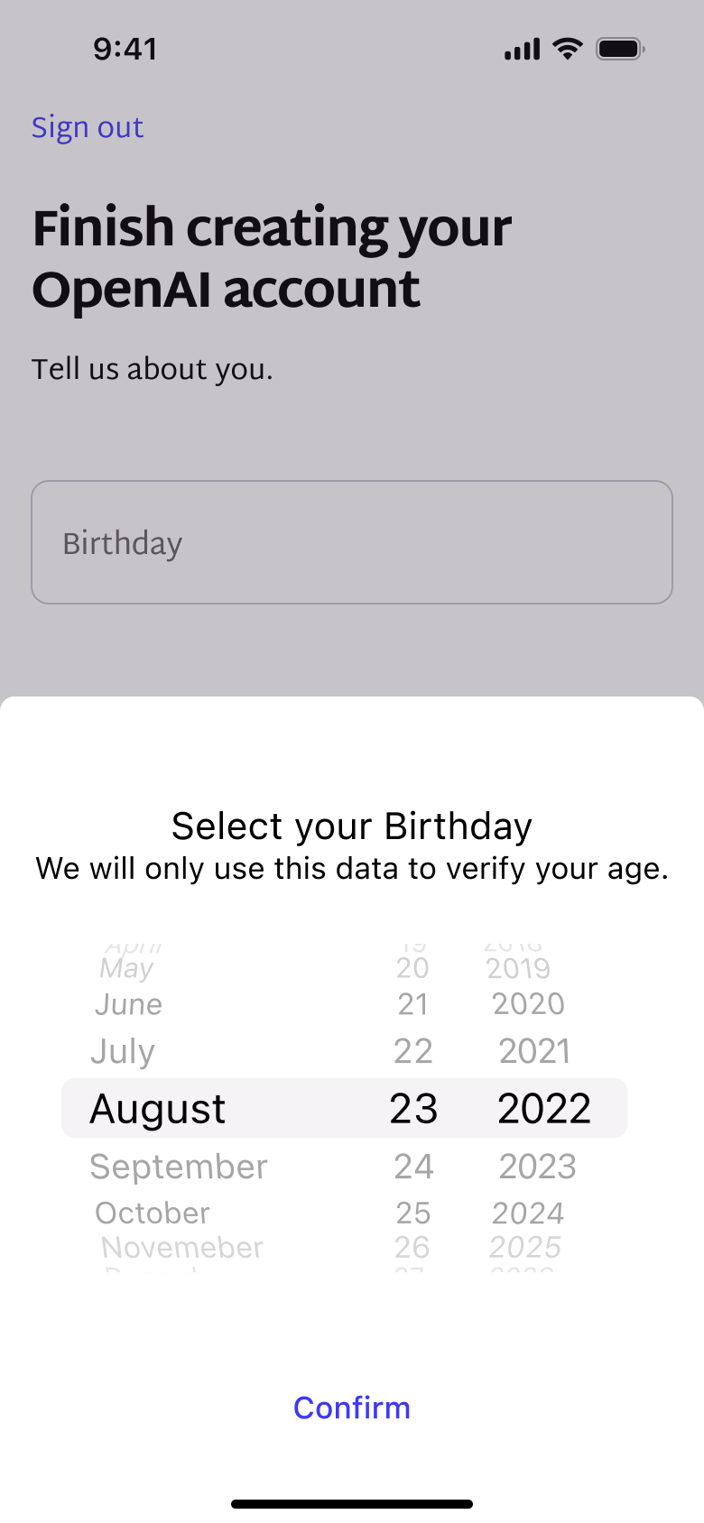 Select your birthday wheel picker sheet.