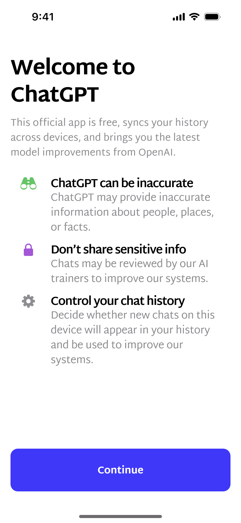 Welcome: free app notes and continue.