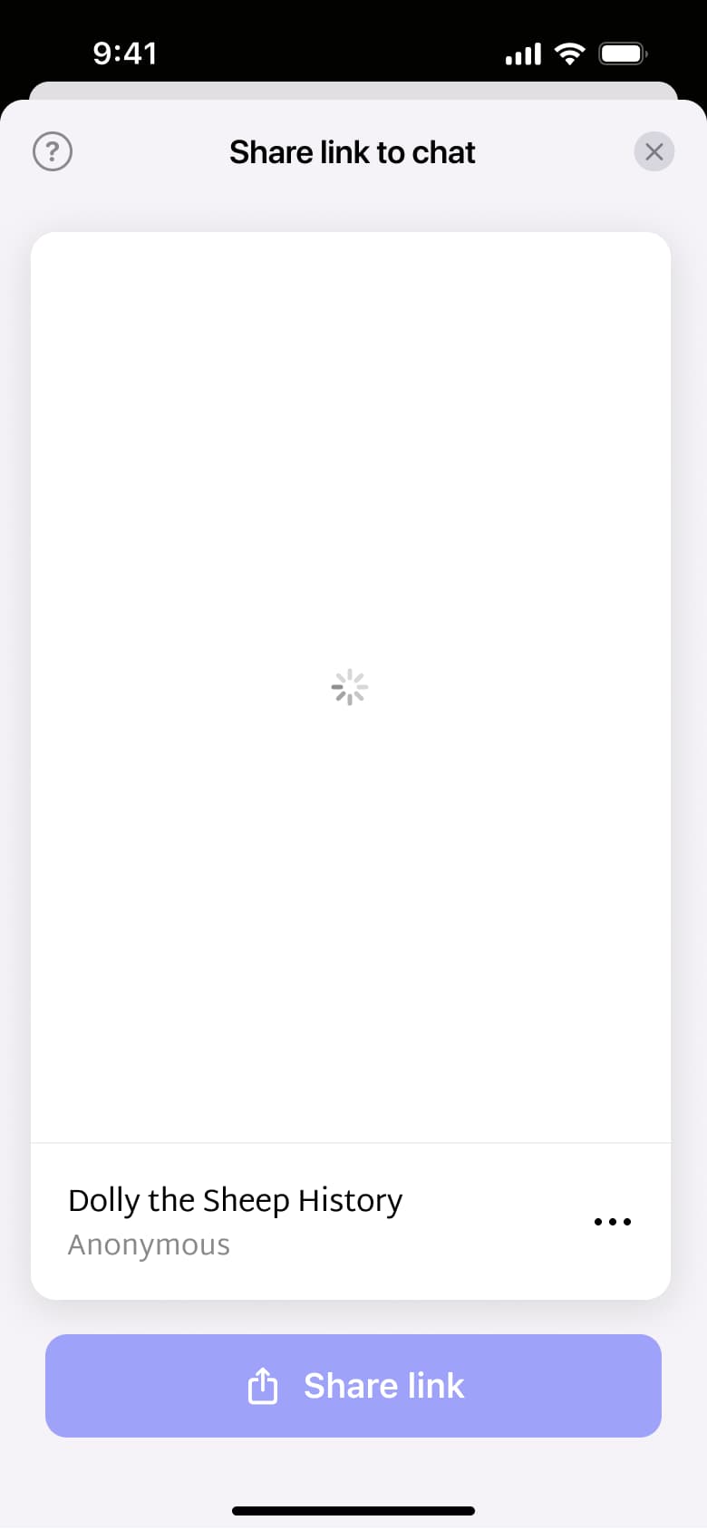 Share link to chat preview loading.