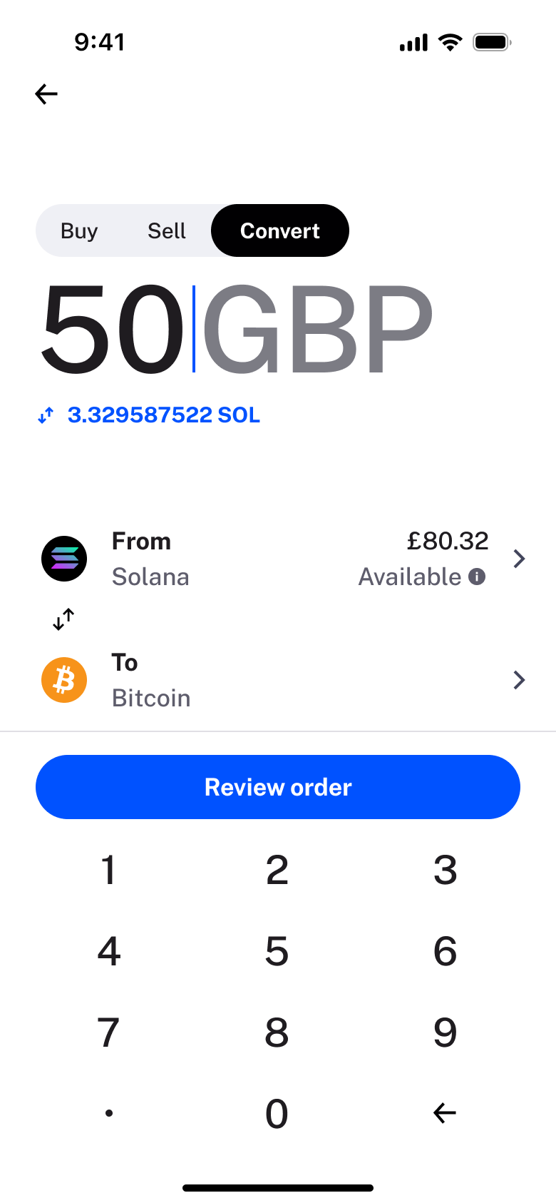 Convert amount entered with review order.