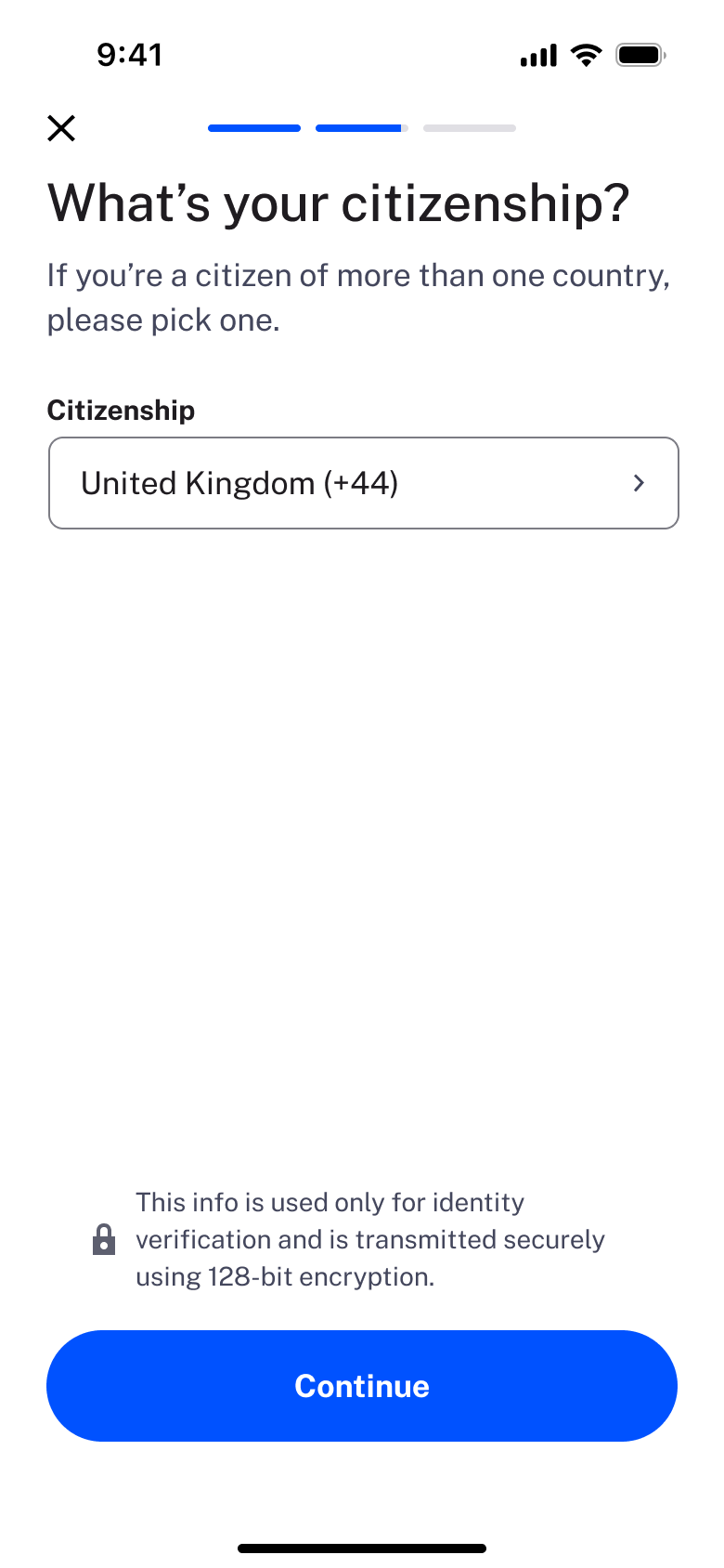 Coinbase flow, step 1: create account 1