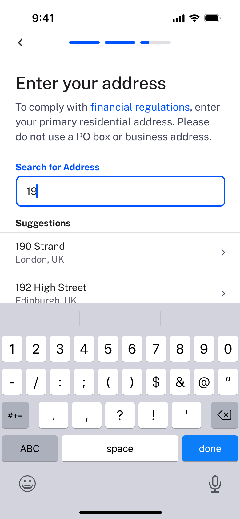 Address suggestions while typing.