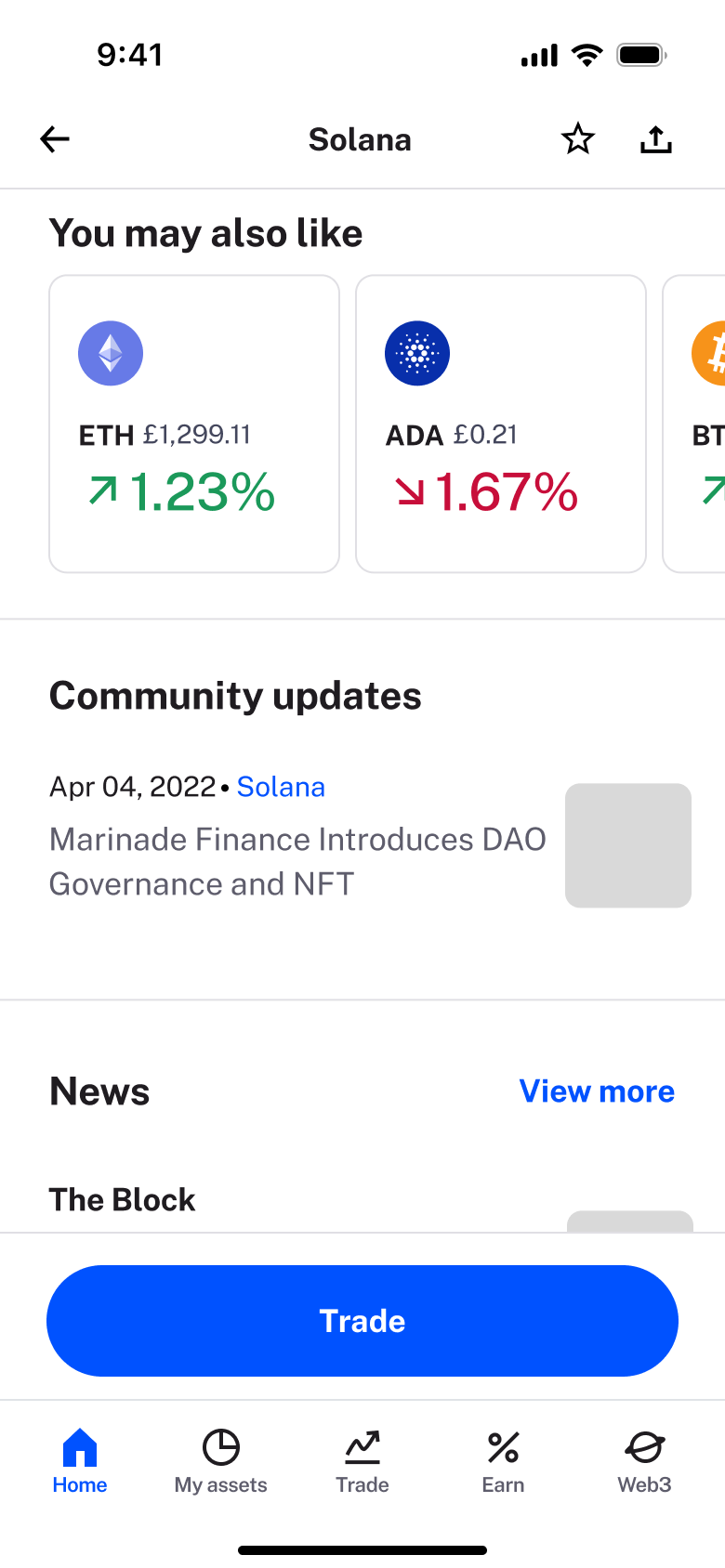 Asset detail: you may also like, community updates and news.
