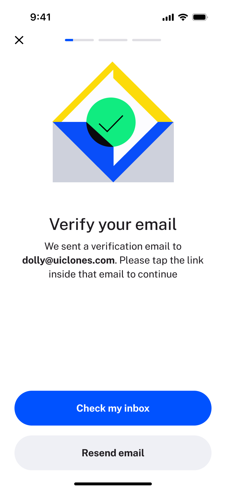 Verify your email: check inbox or resend.