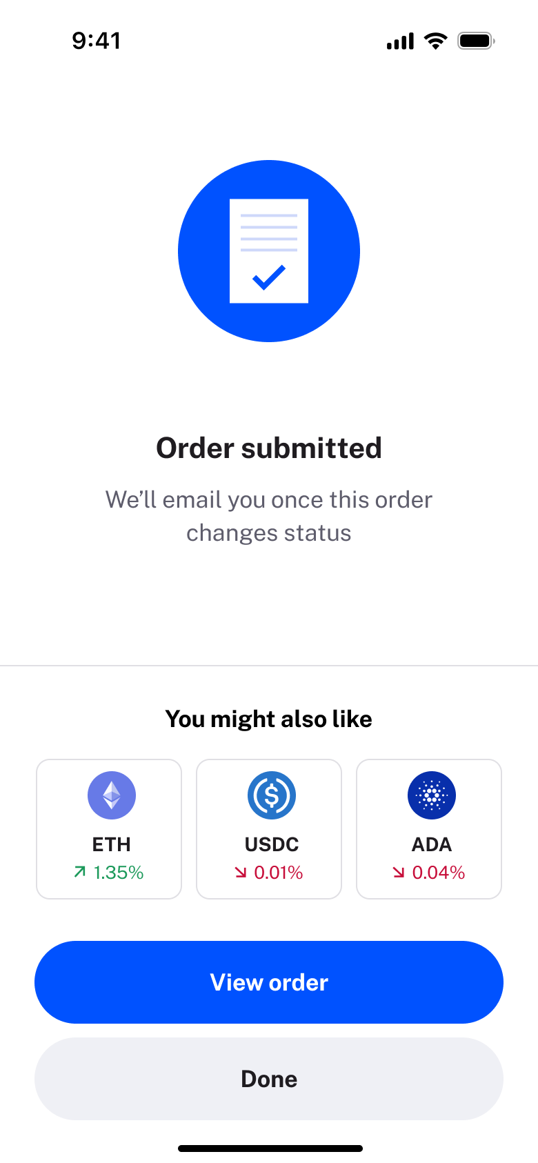 Sell order submitted.