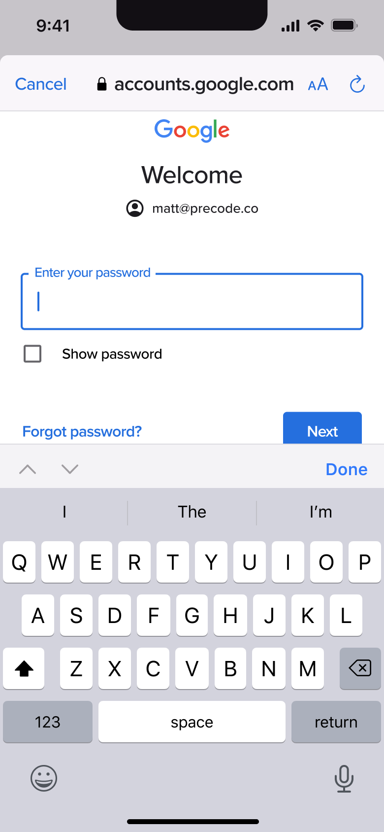 Password field focused.