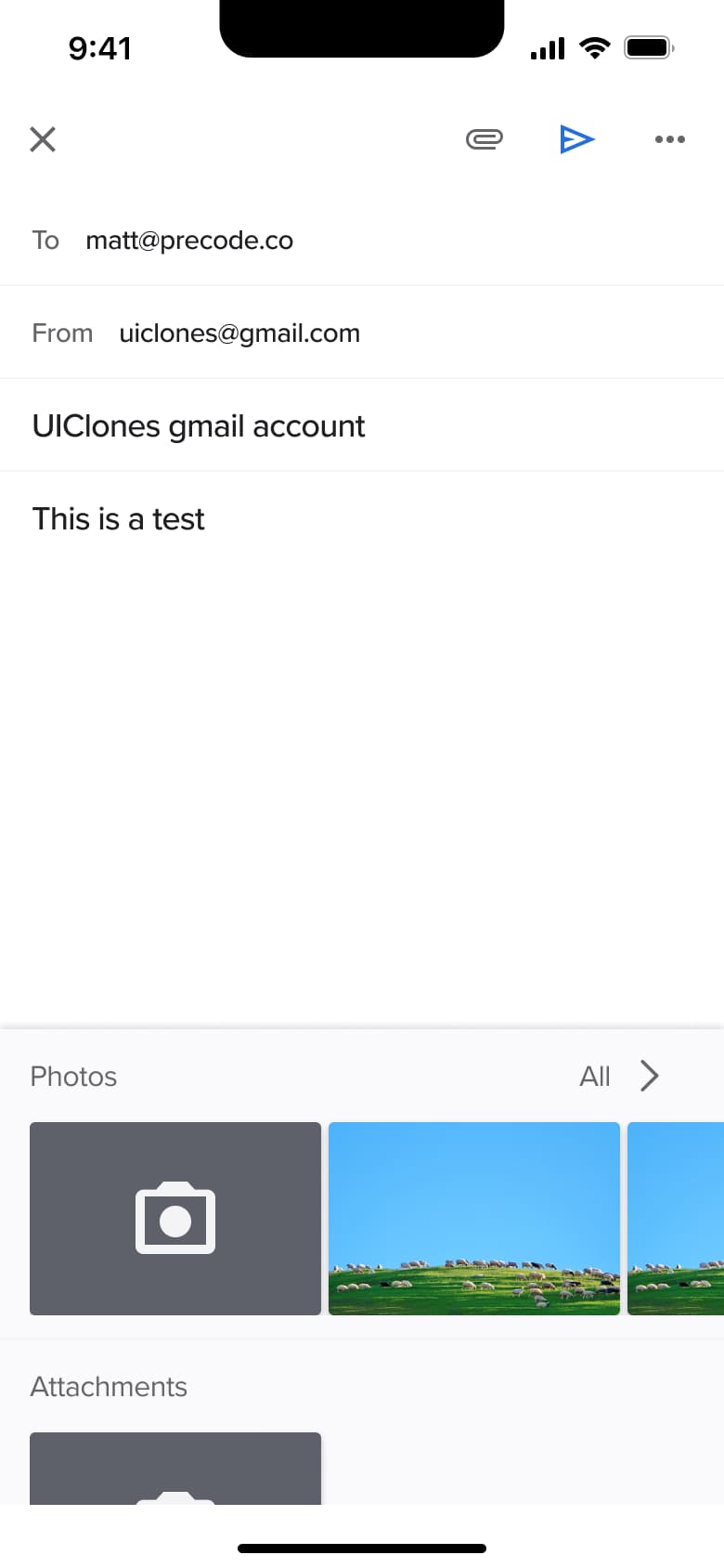 Attach photos sheet in compose.