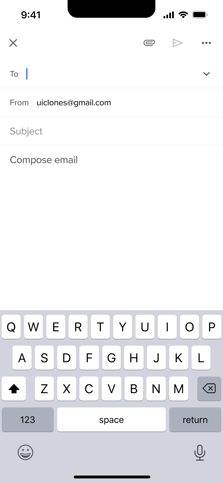 Compose email: to field focused.