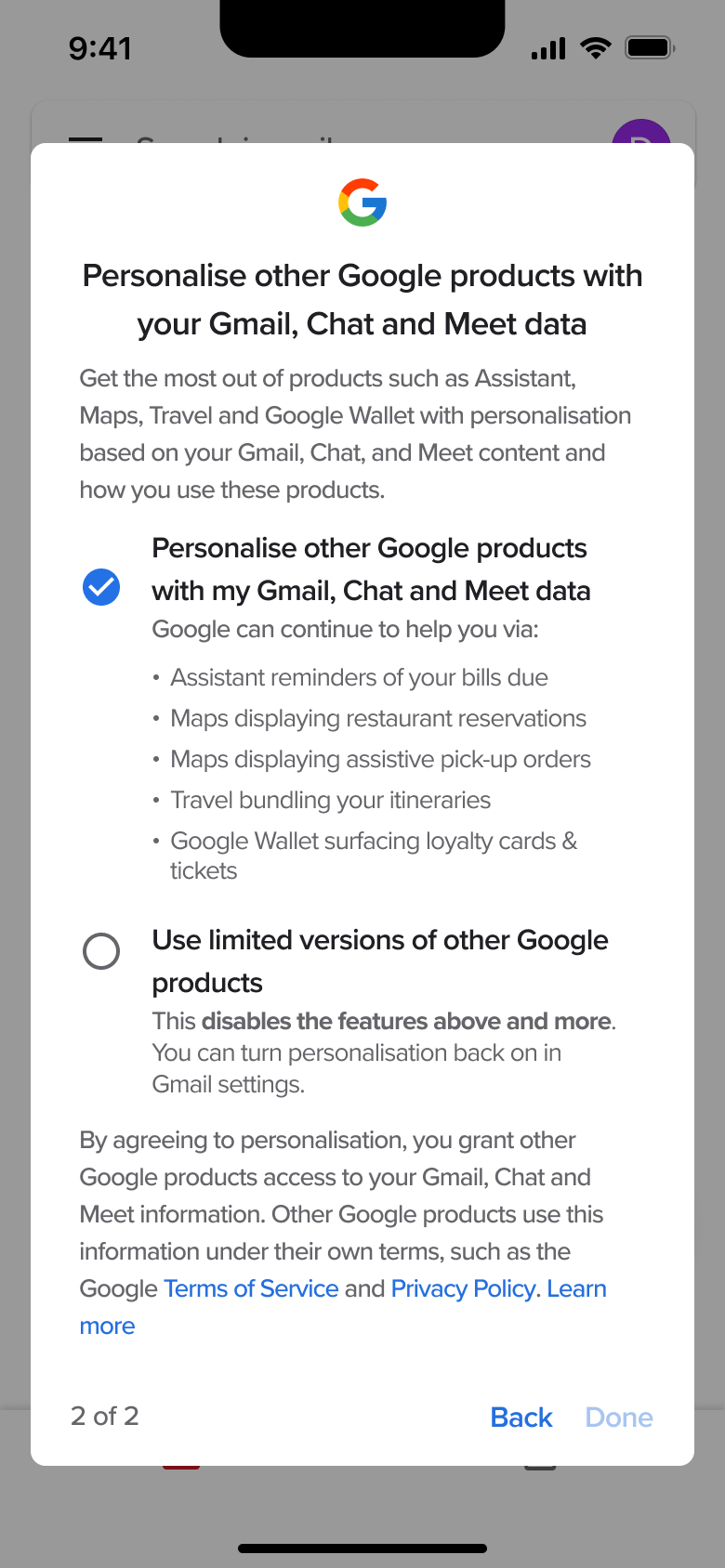 Personalise other products selected.