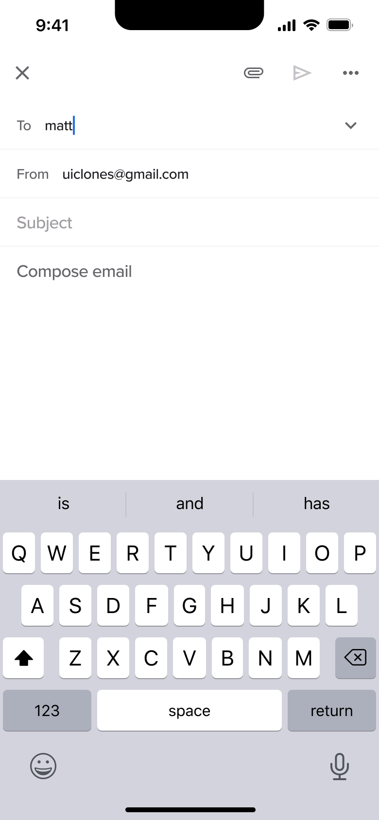 Recipient being typed.