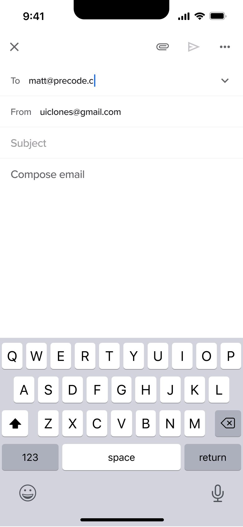 Recipient address typed.