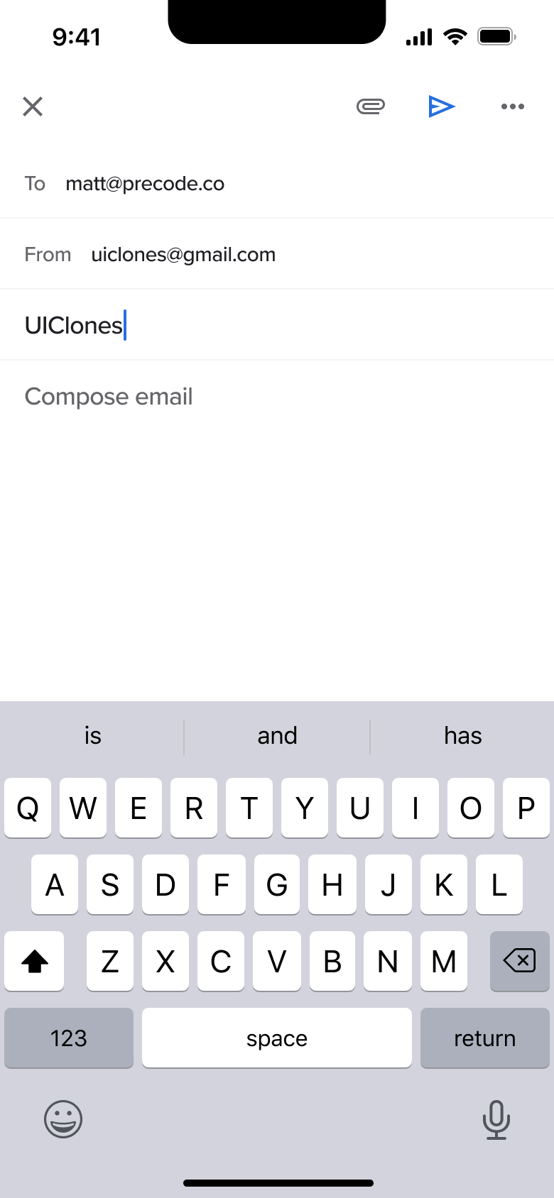 Subject typed.